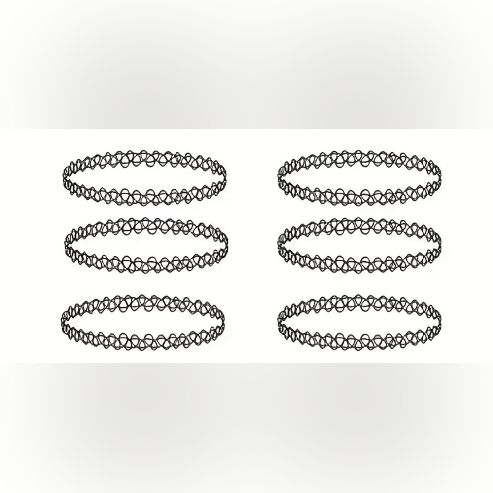 90s y2k style black stretch chokers 6 pack